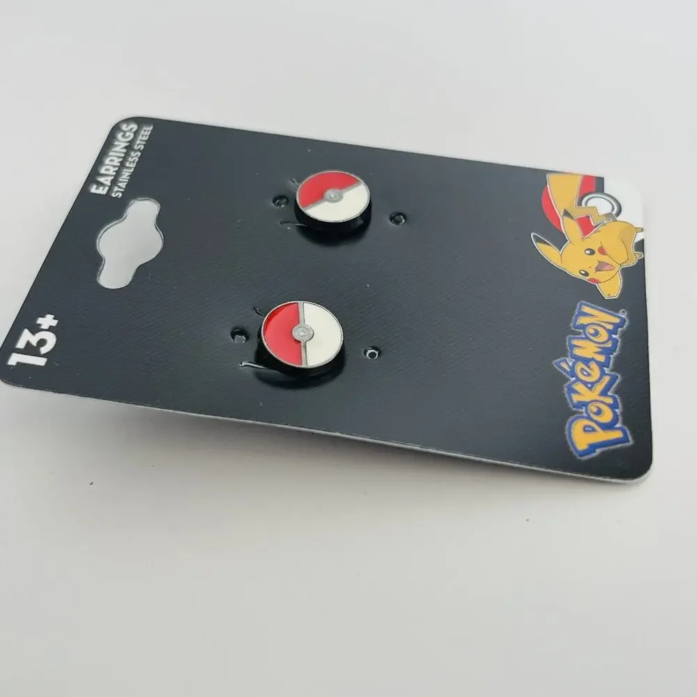 1 Pair Pokemon Ball‎ PokeBall Stud Cute Earrings Stainless Steel